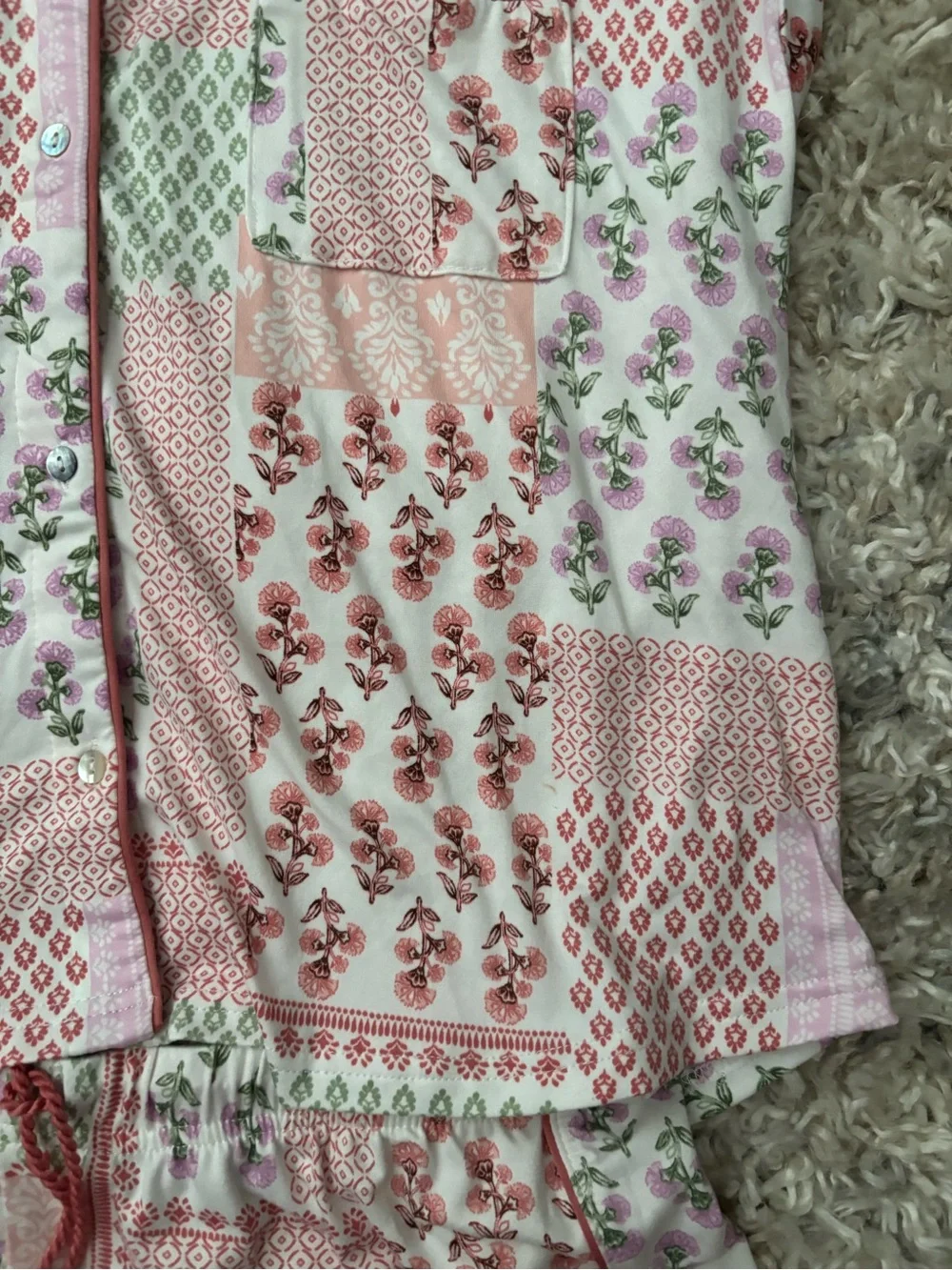 Laura Ashley Pink Patchwork Floral Short Pajama Set